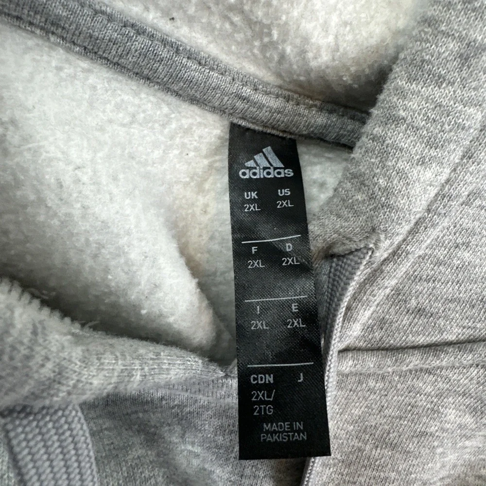 Adidas Liquid Gold Foil Badge of Sport Hoodie Men 2XL Heather Grey Pullover Logo